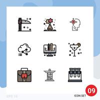 9 User Interface Filledline Flat Color Pack of modern Signs and Symbols of development link transform computing cloud Editable Vector Design Elements