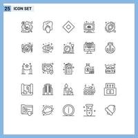 conjunto de 25 iconos modernos de ui símbolos signos para tv smart tv frotar monitor simbolismo elementos de diseño vectorial editables vector