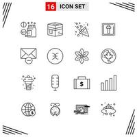 16 Icons Line Style Grid Based Creative Outline Symbols for Website Design Simple Line Icon Signs Isolated on White Background 16 Icon Set vector