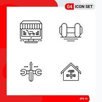 Creative Set of 4 Universal Outline Icons isolated on White Background vector