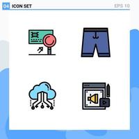 Stock Vector Icon Pack of 4 Line Signs and Symbols for analysis shorts detection clothe link Editable Vector Design Elements