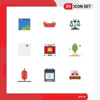 Group of 9 Flat Colors Signs and Symbols for lcd media law display view Editable Vector Design Elements