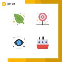 Set of 4 Vector Flat Icons on Grid for environment global breakfast food view Editable Vector Design Elements