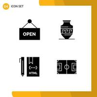 4 Universal Solid Glyphs Set for Web and Mobile Applications open develop amphora jar html Editable Vector Design Elements