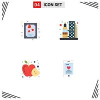 4 Thematic Vector Flat Icons and Editable Symbols of card food valentines transportation health Editable Vector Design Elements