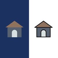 Building Hose House Shop  Icons Flat and Line Filled Icon Set Vector Blue Background