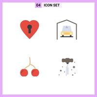 Flat Icon Pack of 4 Universal Symbols of heart drill garage berry power tools Editable Vector Design Elements