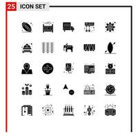 Pack of 25 creative Solid Glyphs of hard settings van public configuration Editable Vector Design Elements