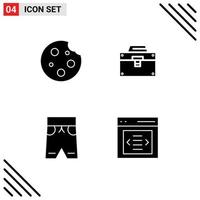 User Interface Pack of 4 Basic Solid Glyphs of breakfast toolkit drink box clothing Editable Vector Design Elements