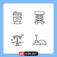 4 Line Black Icon Pack Outline Symbols for Mobile Apps isolated on white background 4 Icons Set Creative Black Icon vector background