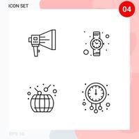 Vector Pack of 4 Icons in Line Style Creative Outline Pack isolated on White Background for Web and Mobile Creative Black Icon vector background