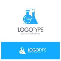 Chemicals Reaction Lab Energy Blue Solid Logo with place for tagline vector