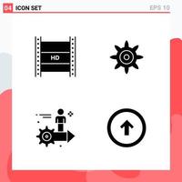 Collection of 4 Vector Icons in solid style Modern Glyph Symbols for Web and Mobile Solid Icon Sign Isolated on White Background 4 Icons Creative Black Icon vector background