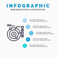 icono de línea solar planetaria de órbita de modelo de datos con fondo de infografía de presentación de 5 pasos vector