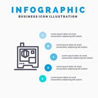 Printer Printing 3d Scanner Blue Infographics Template 5 Steps Vector Line Icon template