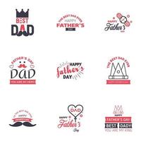 9 Black and Pink Happy Fathers Day Design Collection A set of twelve brown colored vintage style Fathers Day Designs on light background Editable Vector Design Elements