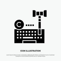 Copyright Digital Internet Law Lawyer solid Glyph Icon vector