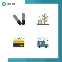 paquete de 4 iconos planos creativos de ambulancia mecánica caída atm salud elementos de diseño vectorial editables vector