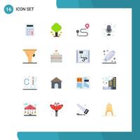 Set of 16 Modern UI Icons Symbols Signs for tool liter location voice mic Editable Pack of Creative Vector Design Elements