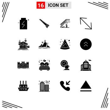 Mobile Interface Solid Glyph Set of 16 Pictograms of scale arrow construction home floor Editable Vector Design Elements