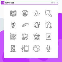 Modern Set of 16 Outlines Pictograph of fintech fintech innovation pray up arrow Editable Vector Design Elements