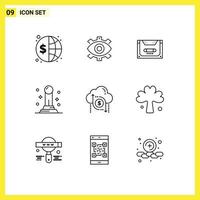 9 Thematic Vector Outlines and Editable Symbols of business compact business cassette analog Editable Vector Design Elements