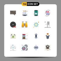 Pack of 16 Modern Flat Colors Signs and Symbols for Web Print Media such as cd money explore exchang chart Editable Pack of Creative Vector Design Elements