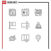 Outline Pack of 9 Universal Symbols of cursor country building bangladesh asian Editable Vector Design Elements