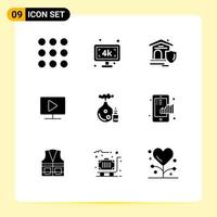 Modern Set of 9 Solid Glyphs and symbols such as bottle aroma house play computer Editable Vector Design Elements