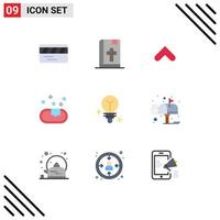 9 Flat Color concept for Websites Mobile and Apps box light arrows bulb clean Editable Vector Design Elements