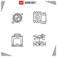 4 Icons Line Style Grid Based Creative Outline Symbols for Website Design Simple Line Icon Signs Isolated on White Background 4 Icon Set Creative Black Icon vector background