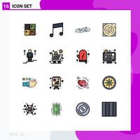Set of 16 Commercial Flat Color Filled Lines pack for user strategy astronomy labyrinth maze Editable Creative Vector Design Elements
