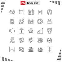 Stock Vector Icon Pack of 25 Line Signs and Symbols for deliver auto holidays movie film Editable Vector Design Elements