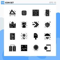 Modern 16 solid style icons Glyph Symbols for general use Creative Solid Icon Sign Isolated on White Background 16 Icons Pack Creative Black Icon vector background