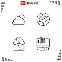 4 Icons Line Style Grid Based Creative Outline Symbols for Website Design Simple Line Icon Signs Isolated on White Background 4 Icon Set Creative Black Icon vector background