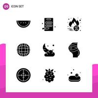 Glyph Icon set Pack of 9 Solid Icons isolated on White Background for responsive Website Design Print and Mobile Applications Creative Black Icon vector background