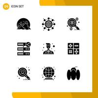 9 Universal Solid Glyphs Set for Web and Mobile Applications web network business share taxes Editable Vector Design Elements