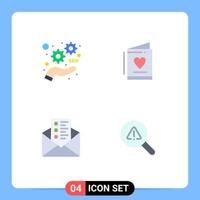 Set of 4 Modern UI Icons Symbols Signs for development mail optimize love find Editable Vector Design Elements