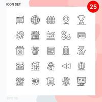 Group of 25 Lines Signs and Symbols for baking cup construction pin map Editable Vector Design Elements