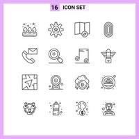 16 Creative Icons Modern Signs and Symbols of contact us communication edit rug ornament Editable Vector Design Elements