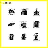 9 Icon Set Simple Solid Symbols Glyph Sign on White Background for Website Design Mobile Applications and Print Media vector