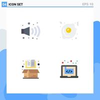 Group of 4 Flat Icons Signs and Symbols for gas item fried egg book application Editable Vector Design Elements