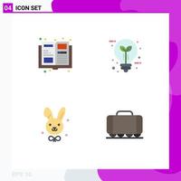 4 Universal Flat Icons Set for Web and Mobile Applications catalogue easter bulb leaf railroad Editable Vector Design Elements