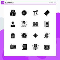 16 Universal Solid Glyphs Set for Web and Mobile Applications man consulting node business rubber Editable Vector Design Elements