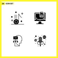 4 Icon Set Simple Solid Symbols Glyph Sign on White Background for Website Design Mobile Applications and Print Media vector