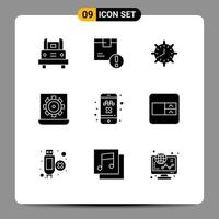 9 Creative Icons Modern Signs and Symbols of computer watch logistic timing time Editable Vector Design Elements