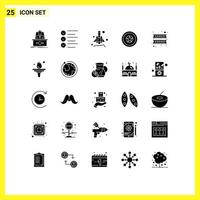 conjunto de 25 iconos de interfaz de usuario modernos símbolos signos para dispositivo medalla emojis día de la independencia vacaciones elementos de diseño vectorial editables vector