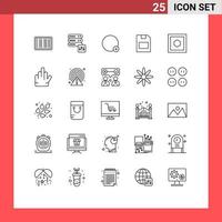 User Interface Pack of 25 Basic Lines of six sides hexagon plus data memory card Editable Vector Design Elements