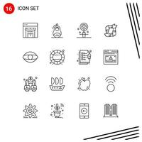 Universal Icon Symbols Group of 16 Modern Outlines of partnership collaboration date business wedding Editable Vector Design Elements