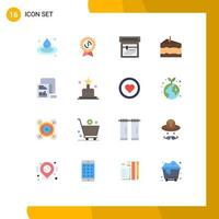 Modern Set of 16 Flat Colors and symbols such as questionnaire documents printing data food Editable Pack of Creative Vector Design Elements